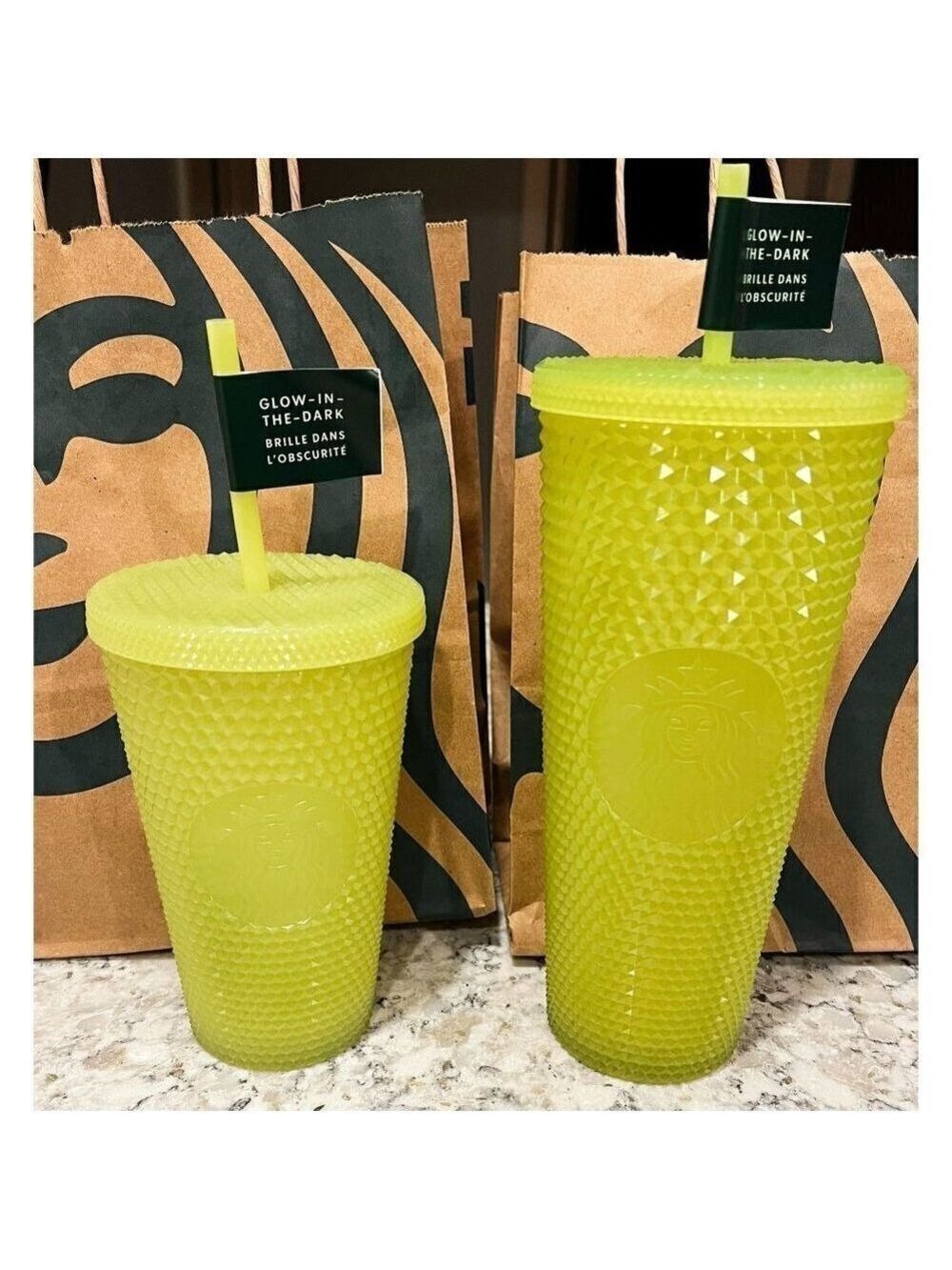 Starbucks 💚 Lemongrass Studded Glow-In-The-Dark set Vent & Grande